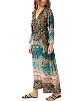 O'Neill Juniors' Weslynn Printed Blouson-Sleeve Maxi Dress