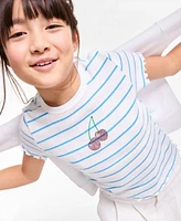 Epic Threads Little Big Girls Cherry Stripe Rhinestone Baby Tee Cloud Denim Skort Exclusively At Macys