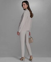 Karl Lagerfeld Paris Womens Open Front Pearl Embellished Jacket Slim Fit Pull On Pants Embellished Neck Sleeveless Knit Top