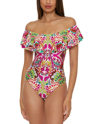 Trina Turk Women's Printed Ruffle One-Piece Swimsuit, Exclusively at Macy's