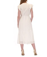 julia jordan Women's Flutter-Sleeve Tie-Waist Midi Dress
