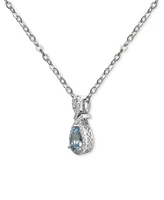 Aquamarine (5/8 ct. t.w.) & Diamond (1/6 ct. t.w.) Pear Halo 18" Pendant Necklace in 14k White Gold