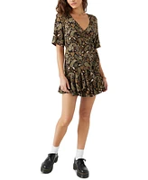 O'Neill Juniors' Jorgie Faux-Wrap Short-Sleeve Mini Dress