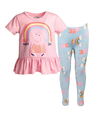 Peppa Pig Toddler Girls Peplum T-Shirt and Leggings Outfit Set