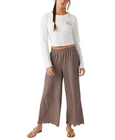 O'Neill Juniors' Bridgette Smocked-Waist Wide-Leg Pants