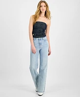 Guess Women's Chany Metallic Denim Corset Top