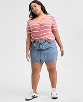 And Now This Trendy Plus Tie-Front Denim Mini Skirt, Exclusively at Macy's