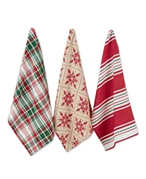 Design Imports Assorted Scandinavian Snowflakes Dishtowel, Set of 3