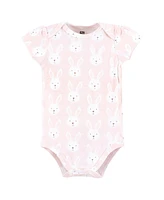 Hudson Baby Girls Cotton Bodysuits, Easter Bunny Pink, Preemie