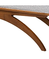 Baxton Studio Orella Japandi Light Grey Boucle Fabric and Walnut Brown Finished Wood Bench