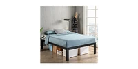 Slickblue Metal Platform Bed Frame with Wooden Slats Quick Assembly