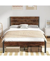 Slickblue Modern Farmhouse Platform Bed Frame - Rustic Style with Sleek