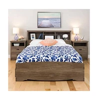 Slickblue Freestanding Bookcase Headboard with Wood Finish for Bedroom Storage and Style