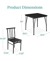 Slickblue Modern 3-Piece Metal Frame Dining Set with Wood Top Table and 2 Chairs for Small Spaces