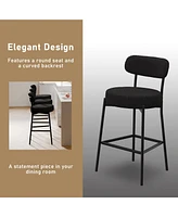 Dyhome Bar Stools Set of 3, 27 Inches Counter Height Kitchen with Back, Modern Metal Tall for Island