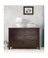 Slickblue Sf Home Kids Bedroom 6-Drawer Dresser in Wood Finish