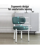 Dyhome Dining Chairs Set of 2, Upholstered Modern Dining Room Chairs, Tufted Sherpa Boucle Kitchen Chairs, Mid Century Dining Chair with White Metal L