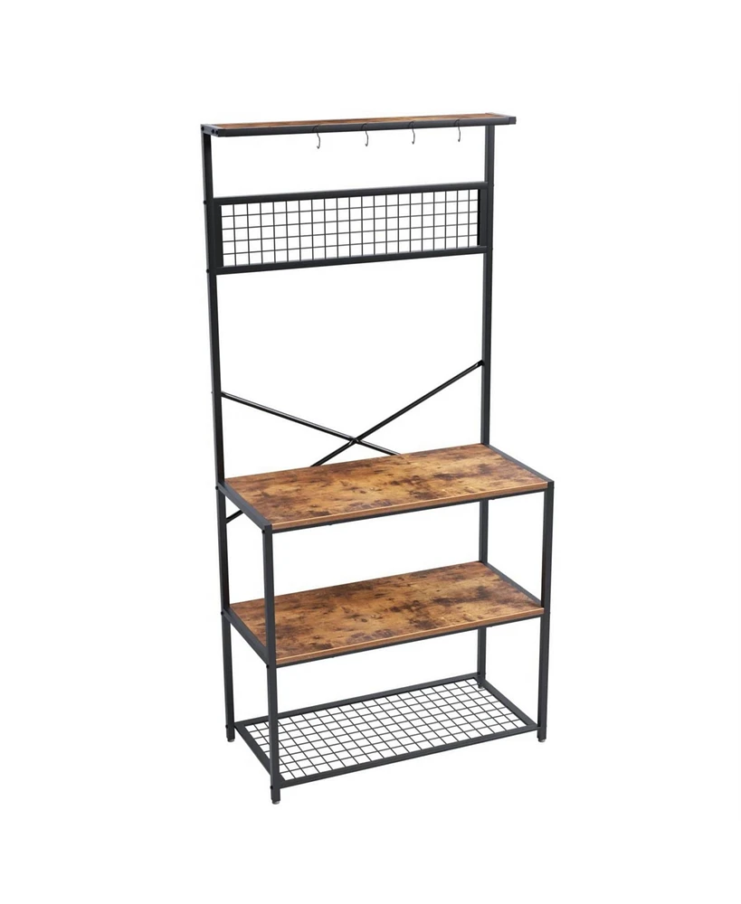 Slickblue Modern Metal Wood 4-Shelf Kitchen Baker's Rack Microwave Stand