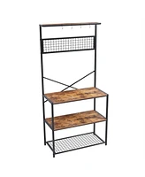 Slickblue Modern Metal Wood 4-Shelf Kitchen Baker's Rack Microwave Stand