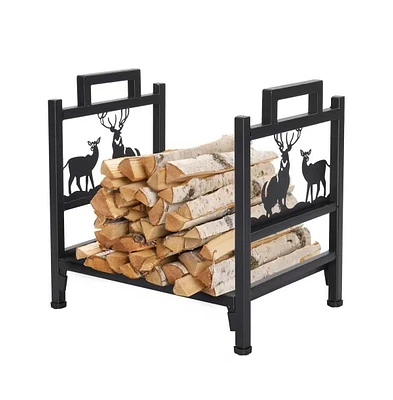 Slickblue Firewood Log Rack with Deer Pattern for Outdoor Storage and Rustic Decor