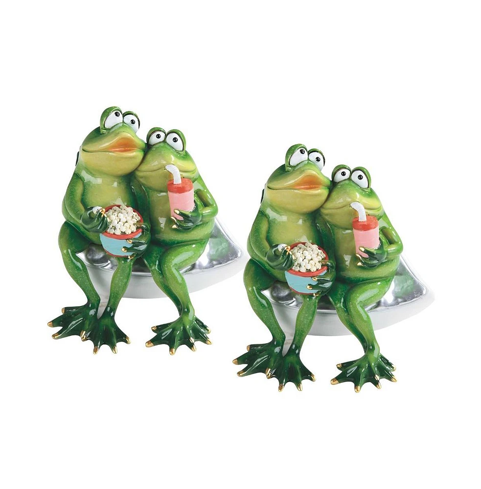 Fc Design "2-pc Gift Set" 6"W Romantic Frog Couple Watching Movie with Popcorn and Soda Statue Animal Figurine Statue Ornament Home Room Office Decor