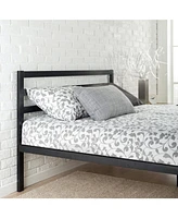 Slickblue Twin Modern Metal Platform Bed Frame with Headboard and Wooden Slats for Support