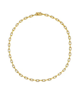 Rachel Glauber 14k Gold Plated with Cubic Zirconia Flat Cable Link Chain Layering Bracelet