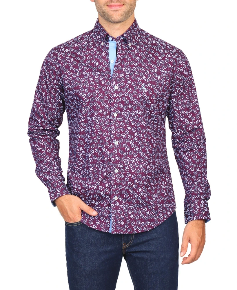 Tailorbyrd Men's Ditzy Floral Printed Sport Shirt