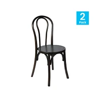 Merrick Lane Lowry Set Of 2 Thonet Style Stackable Solid Wood Dining Chairs