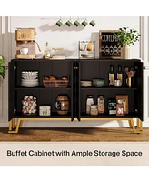 Tribesigns Buffet Cabinet with Storage, 55" Large Kitchen Cabinet Sideboard Cabinet with Shelves and Doors, Modern Coffee Bar Cabinet for Kitchen, Bla