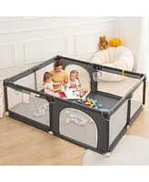 Comomy Baby Playpen, 63x63'' Extra Large Baby Playard, Kids Activity Center with Anti-Slip Base, Safety Play Yard for Infants Toddlers