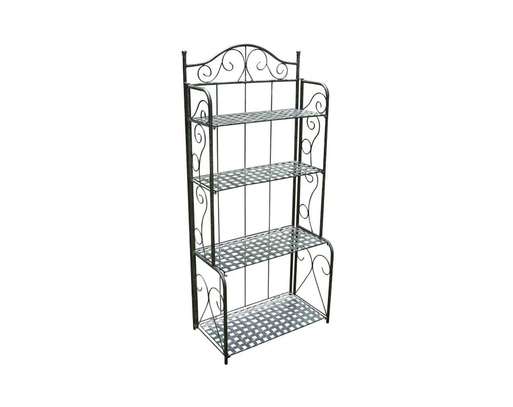 Slickblue Indoor/Outdoor Folding Metal Baker's Rack with 4-Tier Lattice Shelves for Storage and Display