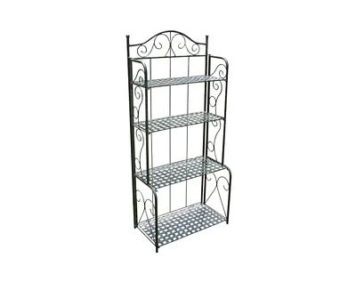 Slickblue Indoor/Outdoor Folding Metal Baker's Rack with 4-Tier Lattice Shelves for Storage and Display