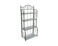 Slickblue Indoor/Outdoor Folding Metal Baker's Rack with 4-Tier Lattice Shelves for Storage and Display