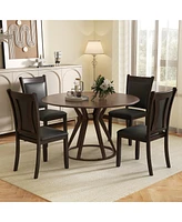 Gymax Faux Leather Upholstered Dining Chairs Set of 2 w/ Padded Seat Rubber Wood Legs