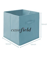 Casafield Set of 6 Fabric Storage Cube Bins, Brown - 13" Collapsible Foldable Cloth Baskets for Shelves and Cubby Organizers