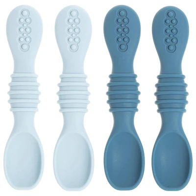 Sperric Toddler Silicone Spoons Led Weaning 4-Pack, First Stage Feeding Spoon Set Gum Friendly Bpa Lead Phthalate and Plastic Free