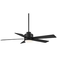 Casa Vieja 52" Grand Palm Matte Black Led Damp Rated Fan with Remote