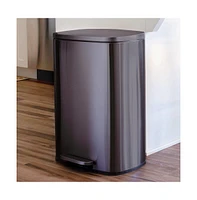 Slickblue 13 Gallon Stainless Steel Kitchen Trash Can with Step Open Lid