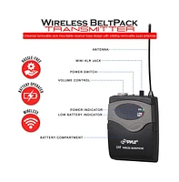 Pyle 8-Channel Uhf Wireless Microphone System with 4 Handheld Mics, 4 Beltpack Mics, Headsets & Lavalier Mics