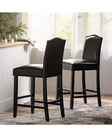 The Pop Home Set of 2, 27" Upholstered Counter Height Barstools with Nailhead Trim-The Pop Home