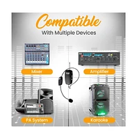 Pyle Uhf Wireless Microphone System with Headset Mic, Receiver, Usb Charging, and Audio Connection Cable