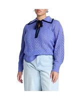 Eloquii Plus Collared Sweater With Tie