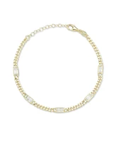 Rachel Zoe Sterling Silver Curb Chain Bracelet With Baguette Stones