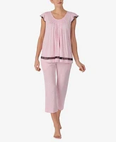 Ellen Tracy Yours To Love Short Sleeves Top Capri Pajama Pants Separates