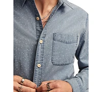 Lucky Brand Men's Long Sleeve Dot-Print Button-Front Poplin Shirt