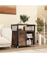 Gouun File Cabinet on Wheels with Charging Station and Cable Management Hole