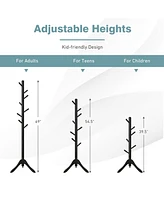 Gouun Adjustable Wooden Tree Coat Rack with 8 Hooks