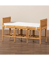bali & pari Nairi Modern Bohemian Natural Brown Rattan Bench
