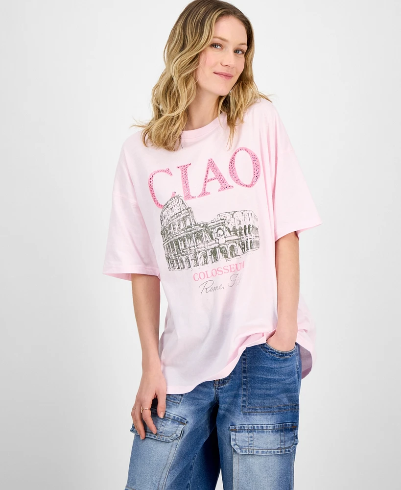 Love Tribe Juniors' Ciao Graphic Boyfriend Tee